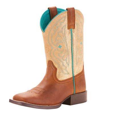 Ariat Quickdraw Kahverengi Metal / Altın Western Csizma Çocuk (27542-092)